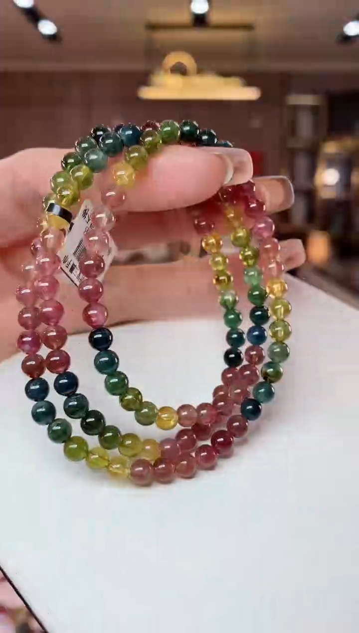 【闪购商品】碧玺三圈手串5mm+未镶嵌一物一证dan