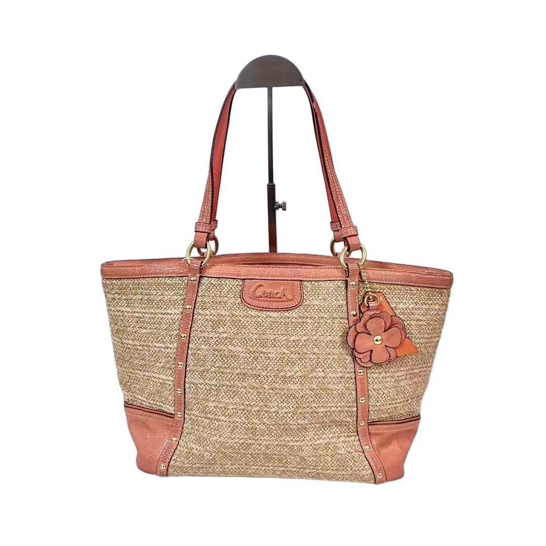 95新 COACH/蔻驰 编织拼皮单肩手提托特包  AF-11121-B