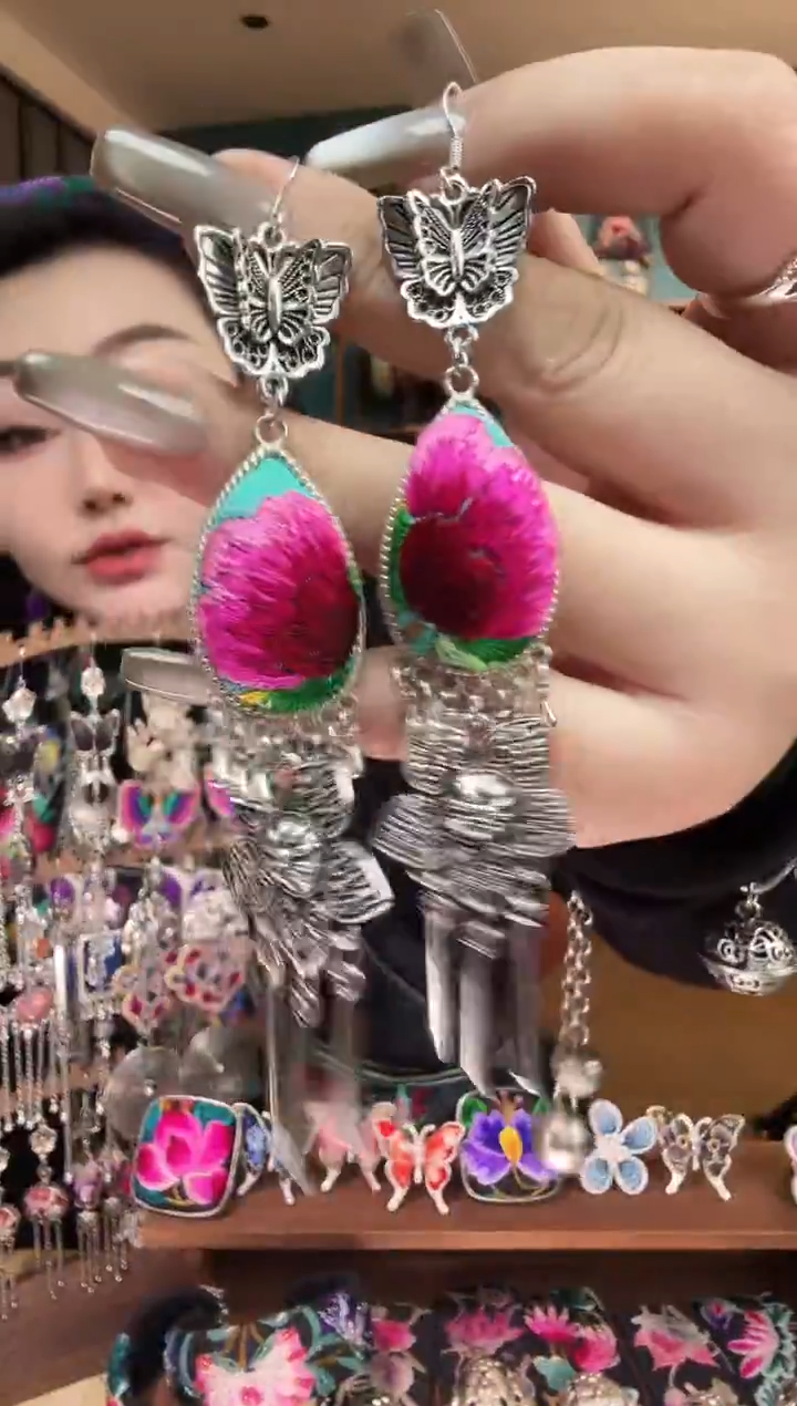 刺绣纯手工民族风刺绣耳环