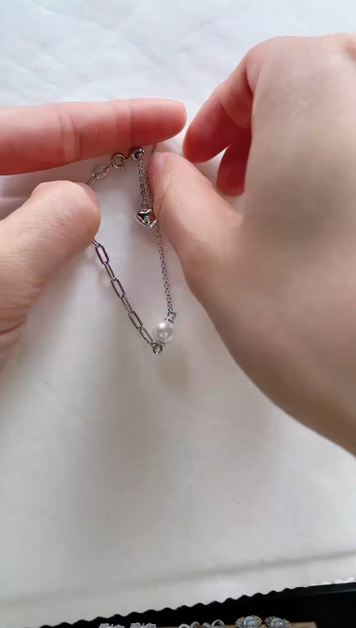 【闪购商品】海水珍珠手绳银S925镶嵌海水珍珠ab手链