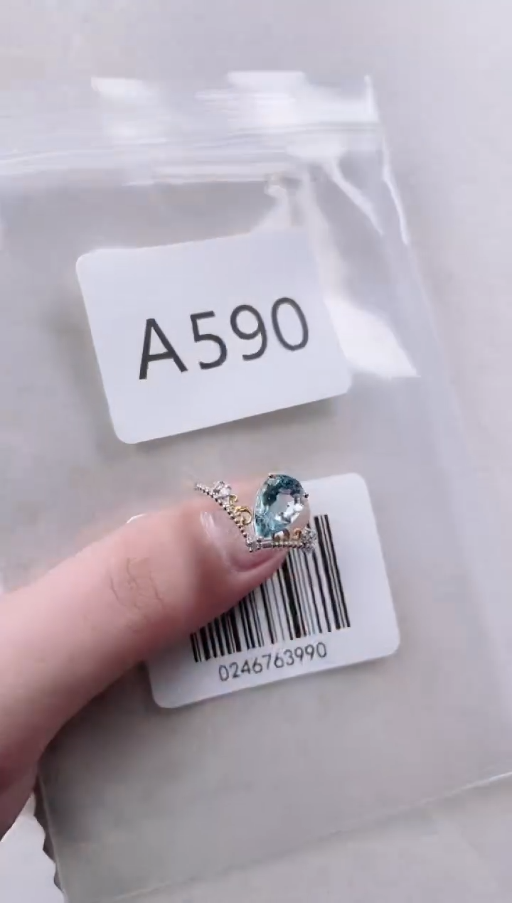 【闪购商品】海蓝宝石戒圈18K金镶嵌a590