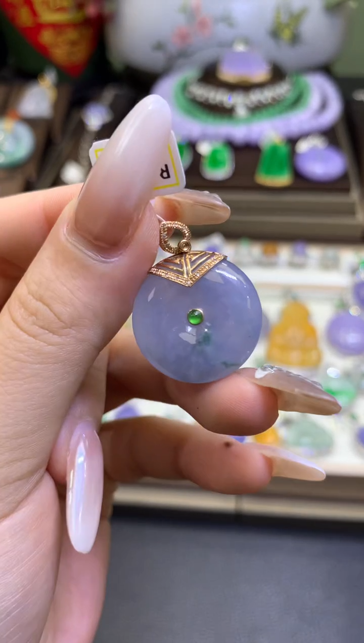 【闪购商品】翡翠颈饰18K金镶嵌翡翠A货