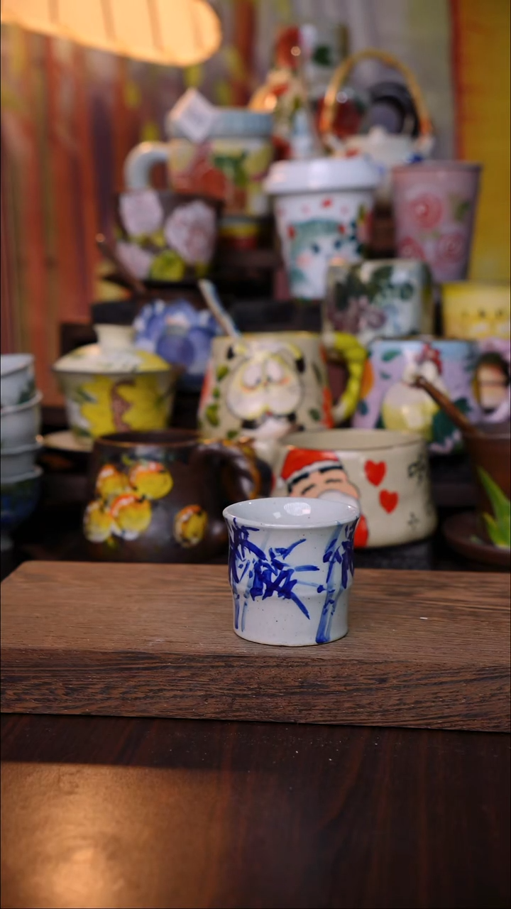 杯子陶泥垚手作 景德镇手工手绘陶瓷器物