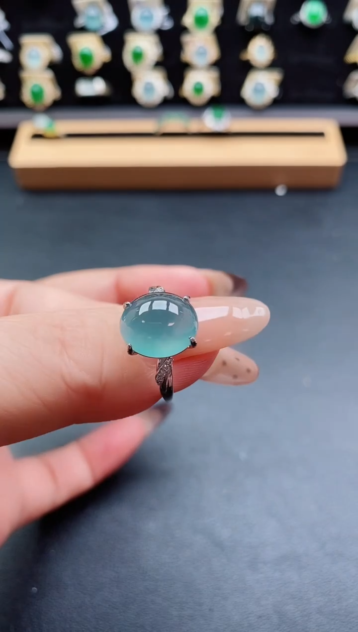 银S925镶嵌戒指翡翠1