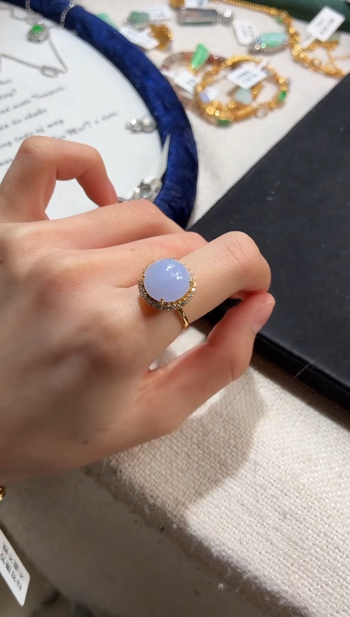 银S925镶嵌戒指翡翠戒指