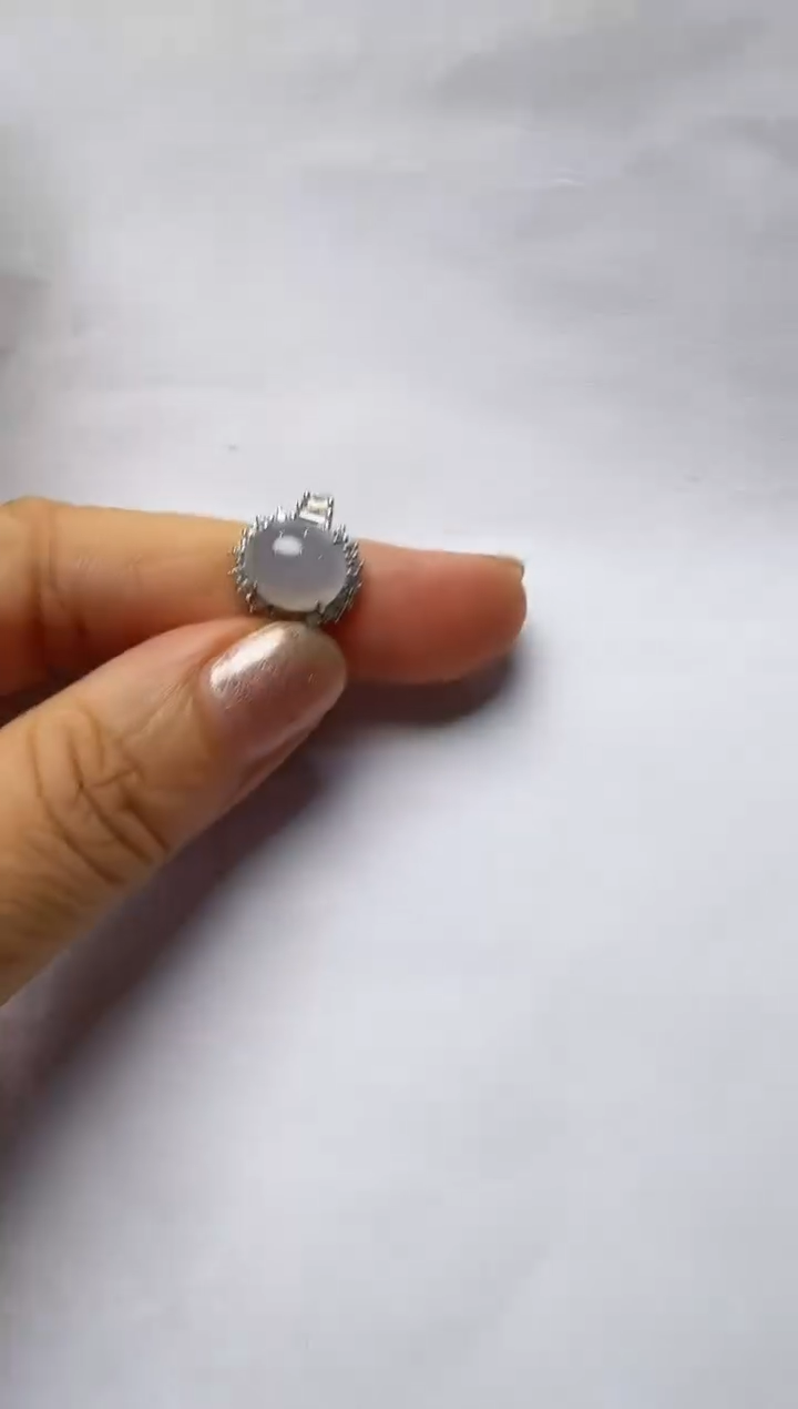 翡翠戒指银S925镶嵌925银镶缅甸A货翡翠戒指