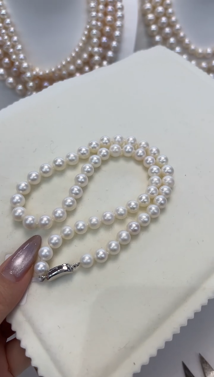 【闪购商品】淡水珍珠颈饰银S925镶嵌7.5-8.5MM无核