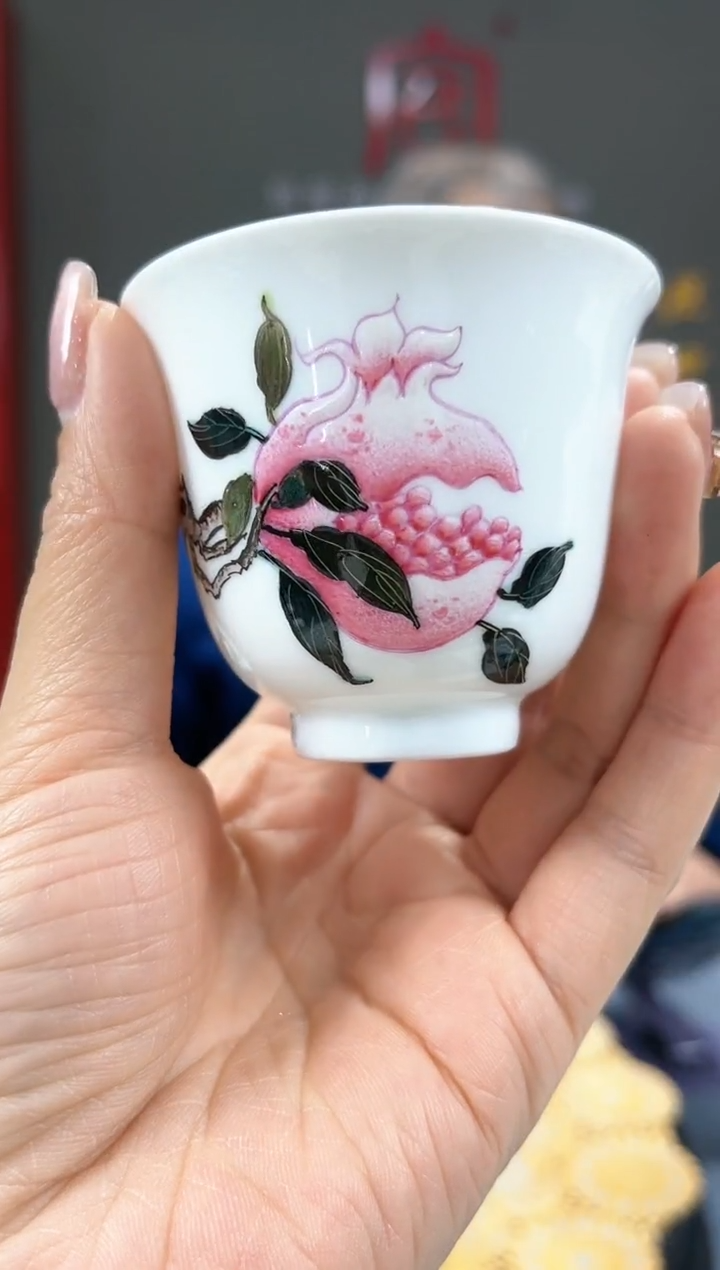 【闪购商品】官窑瓷画院980官窑瓷画院石榴铃铛杯