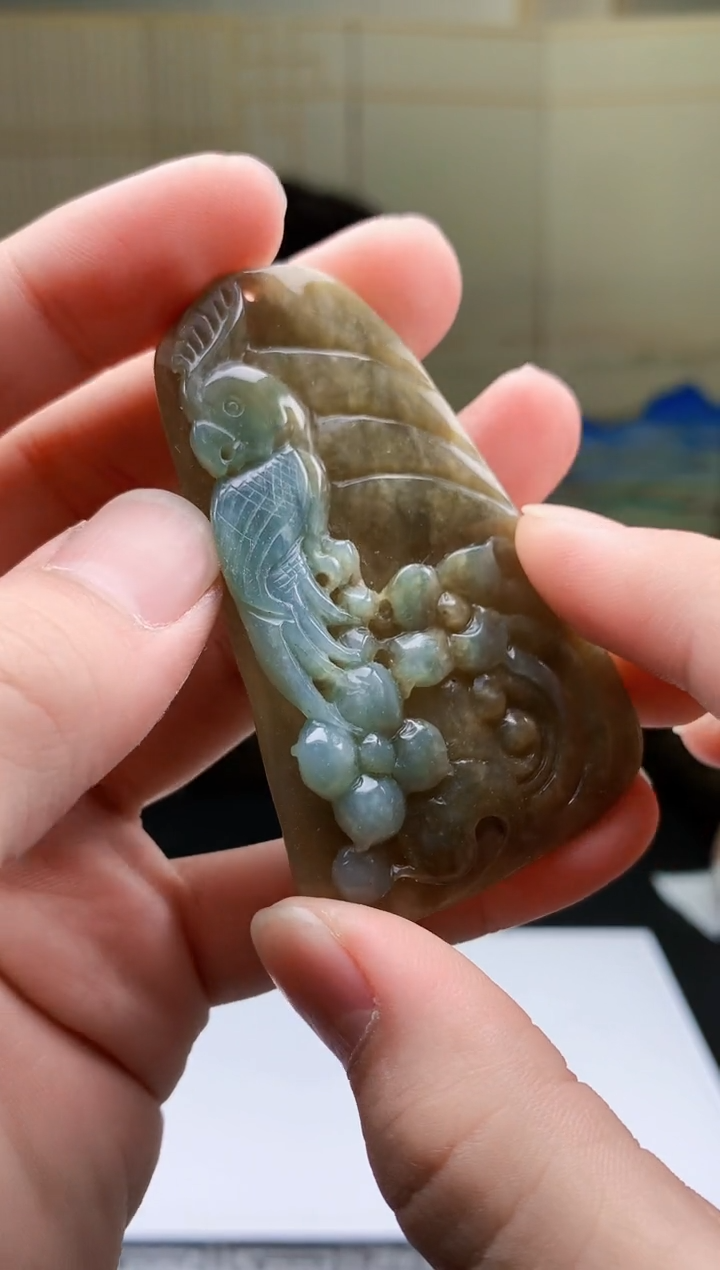 【闪购商品】定制翡翠未镶嵌4917bb-毛货挂件59