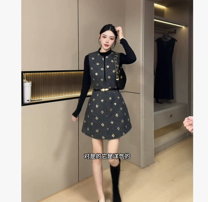 2025千金韩版时尚套装显瘦小香风小个子女装复古套装FJ121606