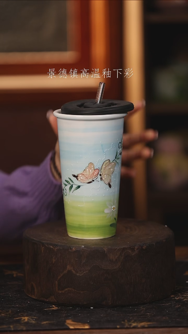 陶瓷景德镇高温釉下手绘陶瓷@L823@