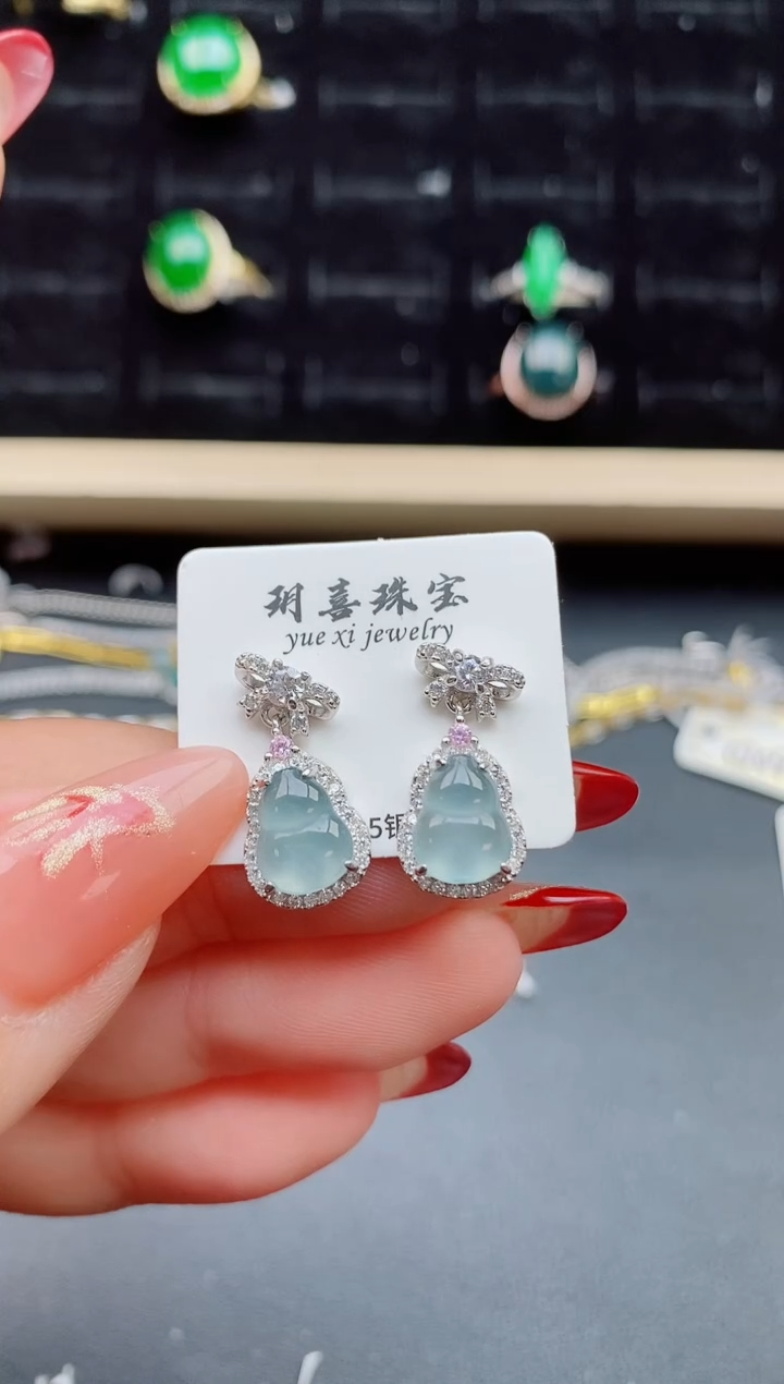 【闪购商品】翡翠耳饰银S925镶嵌321321
