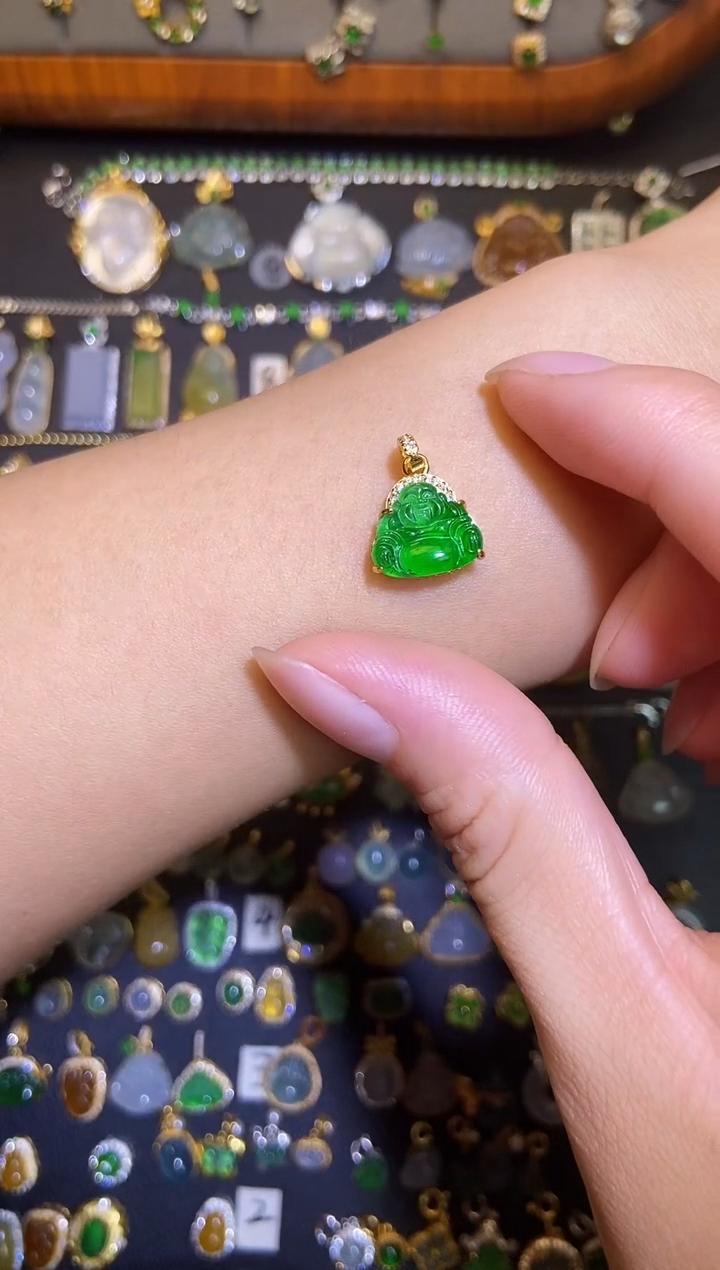 翡翠银S925镶嵌吊坠(不含链)天然A货翡翠