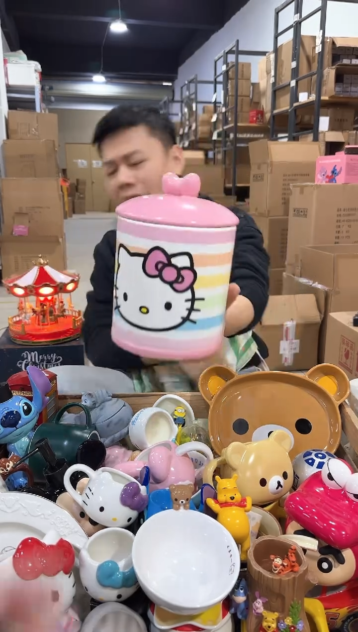 瓷片彩虹kt猫收纳罐