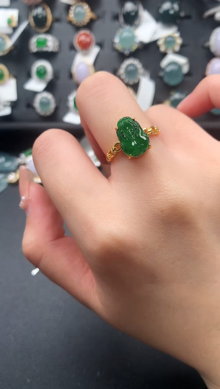 【闪购商品】翡翠戒指银S925镶嵌52141