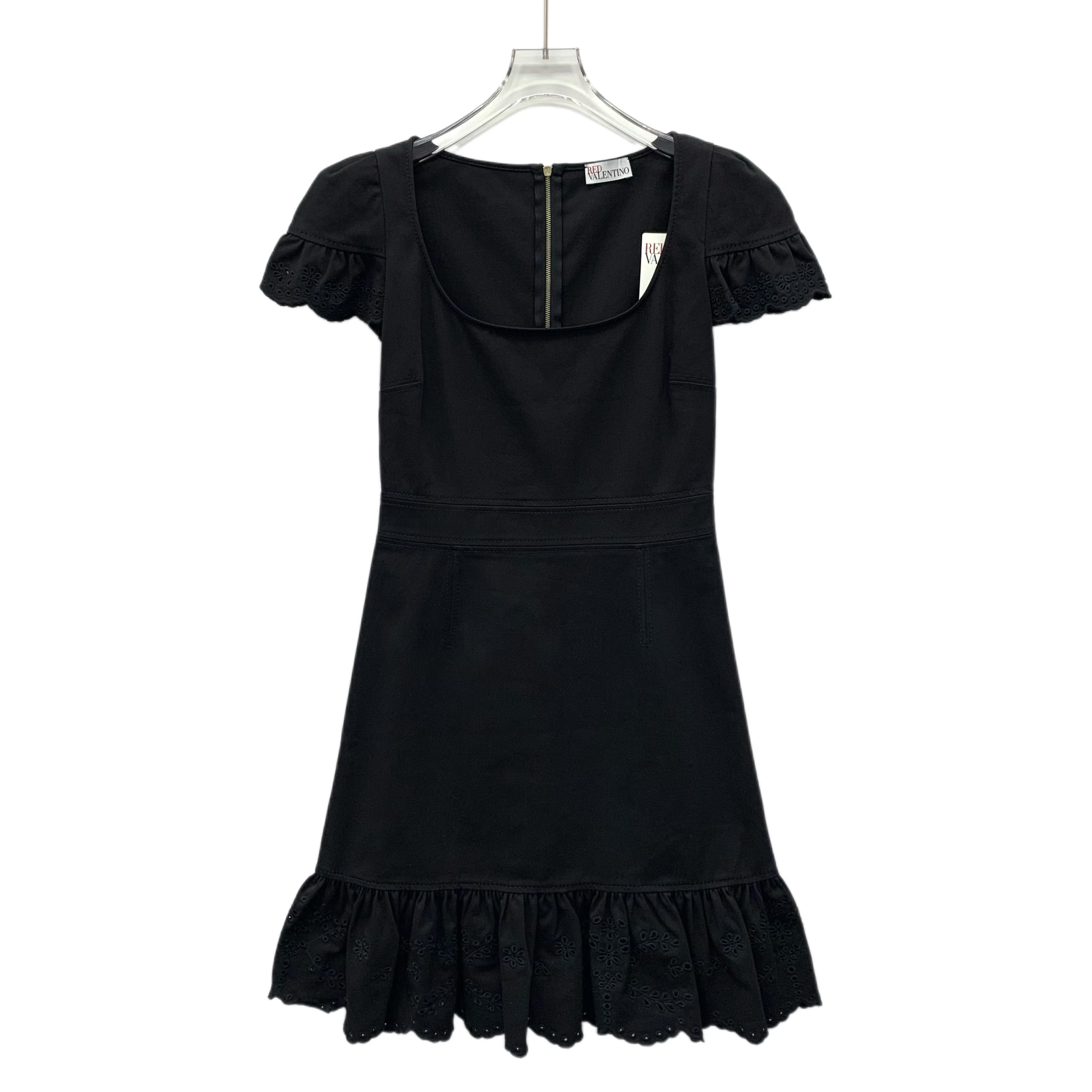 未使用 Valentino/华伦天奴  J19719  圆领短袖花边拉链连衣裙 