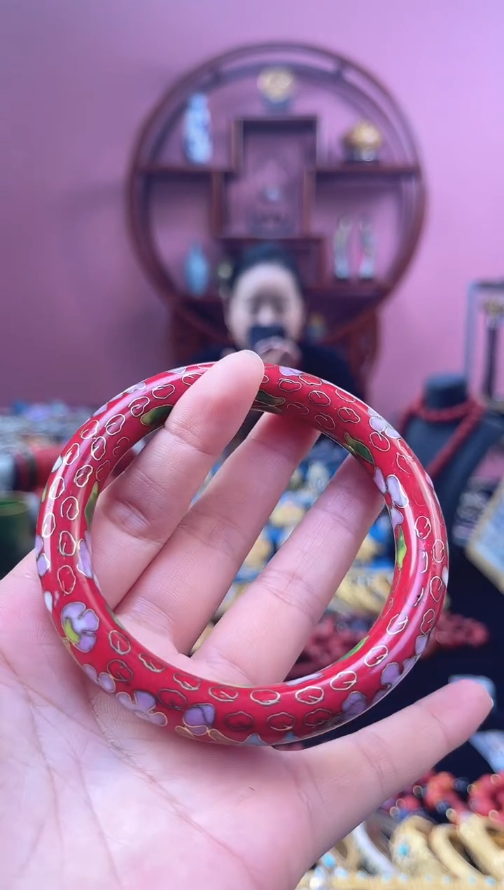 景泰蓝公主镯 56-60可戴/1.2粗版 红色