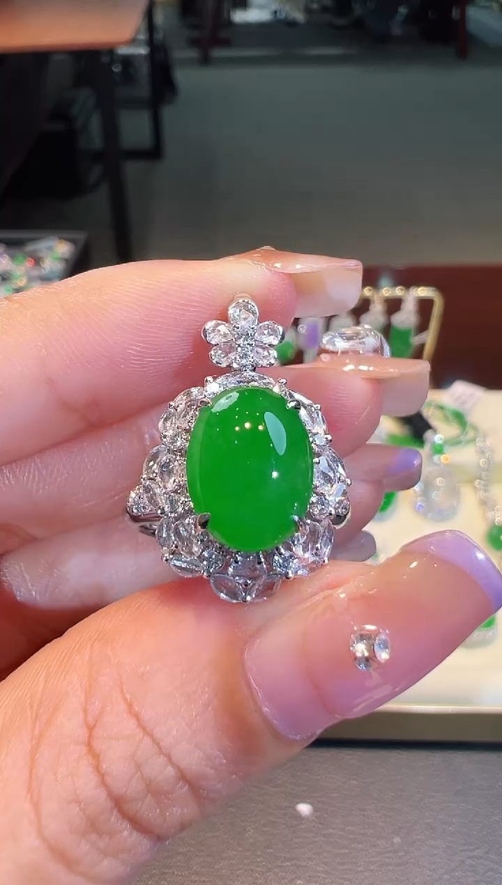 【闪购商品】翡翠戒指18K金镶嵌两用款