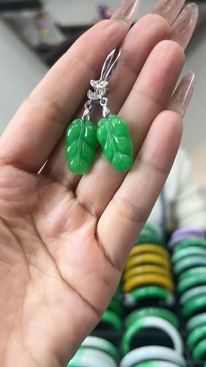 【闪购商品】翡翠耳饰未镶嵌闪25 耳坠