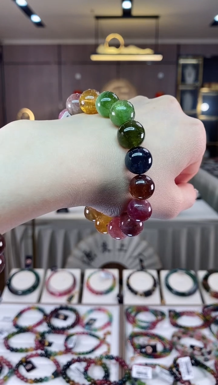 【闪购商品】碧玺单圈手串12mm+未镶嵌一物一证dan