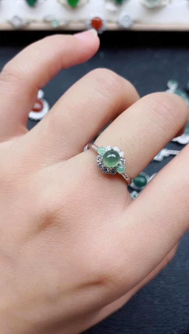 【闪购商品】翡翠戒指银S925镶嵌11111