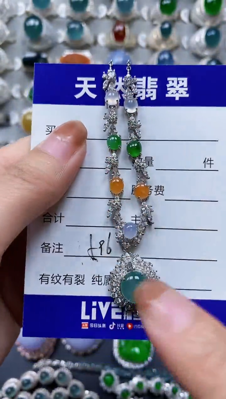 【闪购商品】翡翠颈饰银S925镶嵌0596
