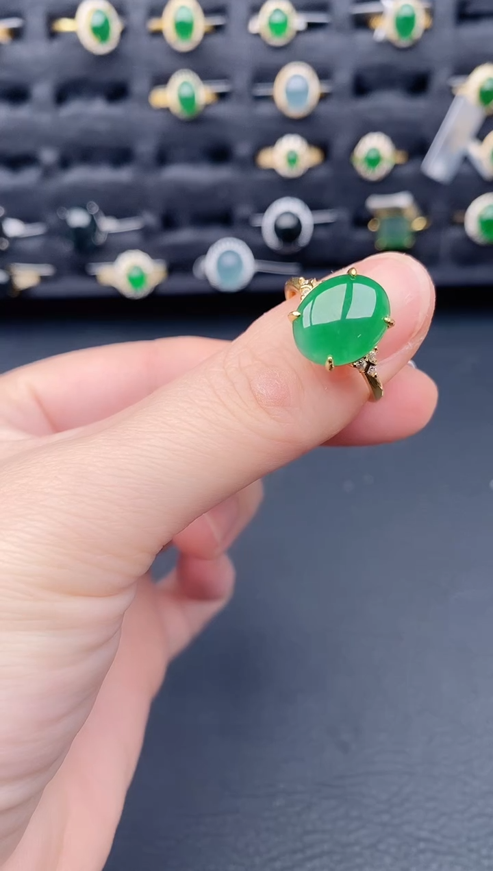 银S925镶嵌戒指翡翠天然a货翡翠160