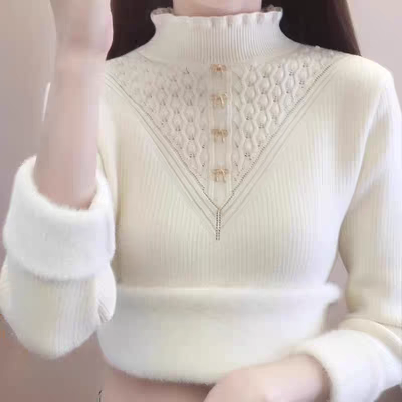 LMY 蝴蝶扣一体绒毛衣