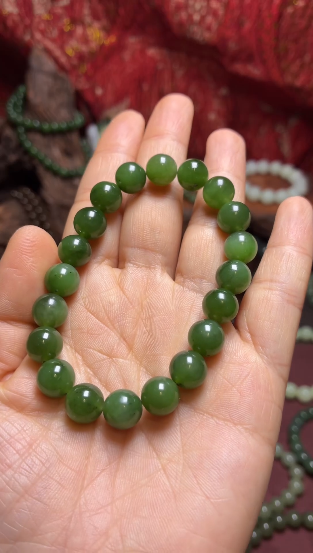 未镶嵌手链和田玉i**n10mm碧玉