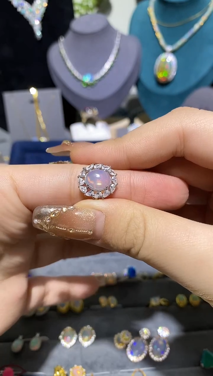 【闪购商品】欧泊戒指银S925镶嵌戒指