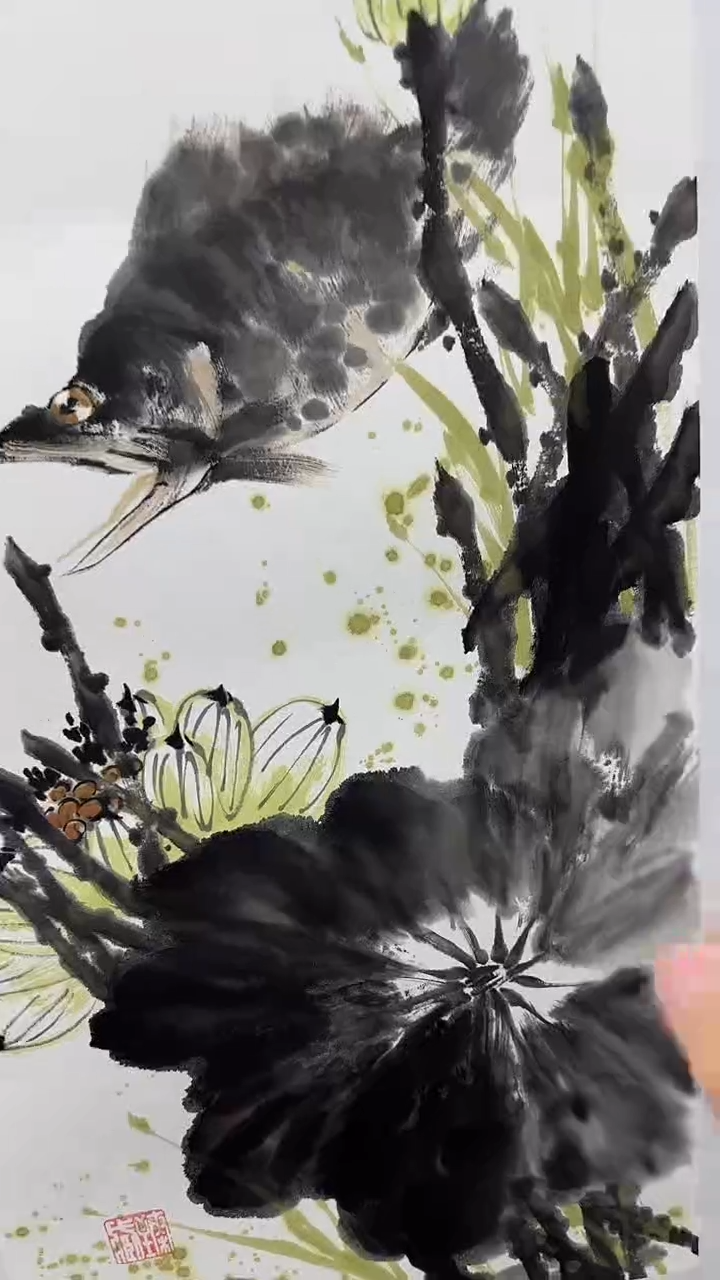 国画梅清绘画2pc花鸟