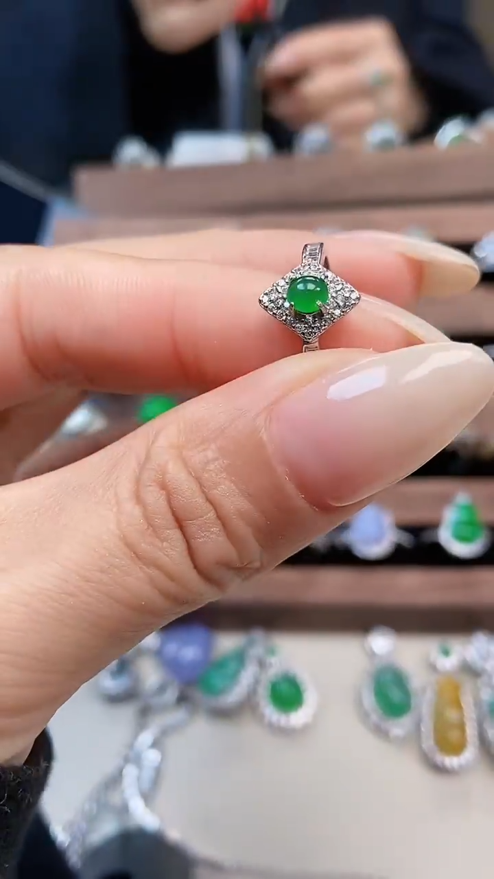 银S925镶嵌戒指翡翠6773