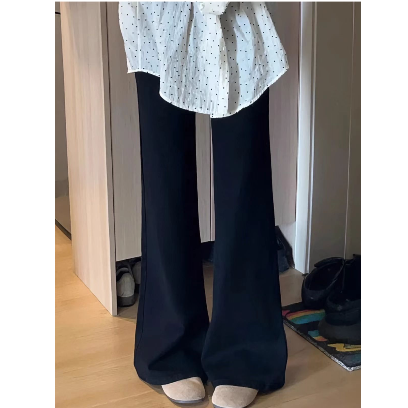 【现货+运费险】微喇加绒加厚高腰黑色牛仔裤女大码弹力显瘦喇叭裤