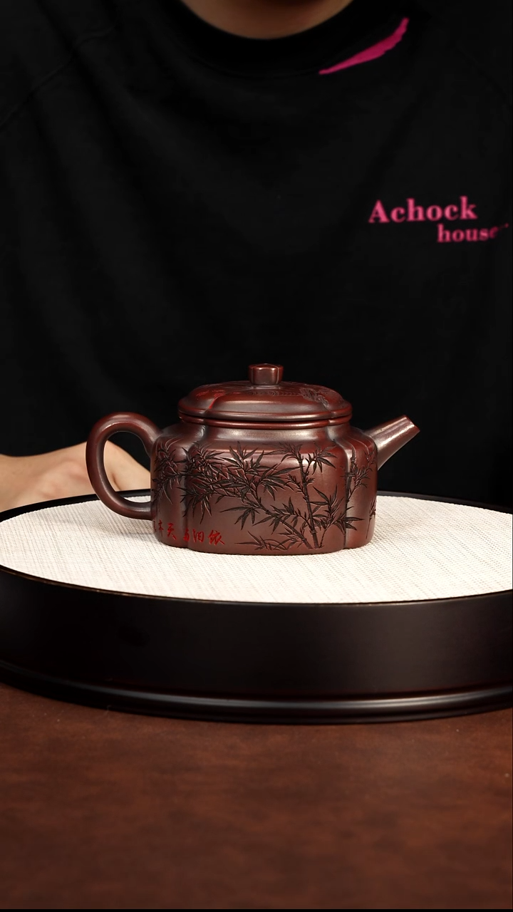 紫砂壶宜兴紫砂 筋纹德钟 龙山古乌泥 吴国政 579