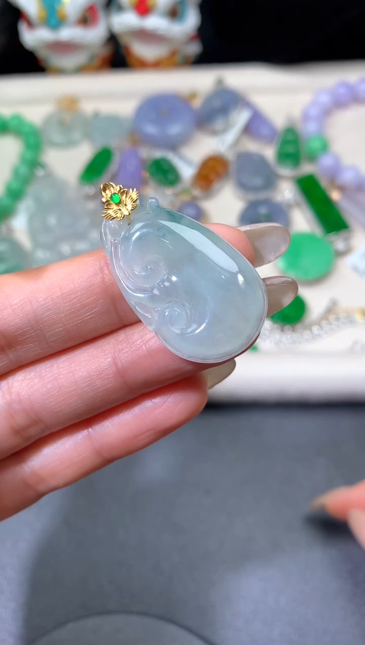 吊坠(不含链)18K金镶嵌翡翠翡翠