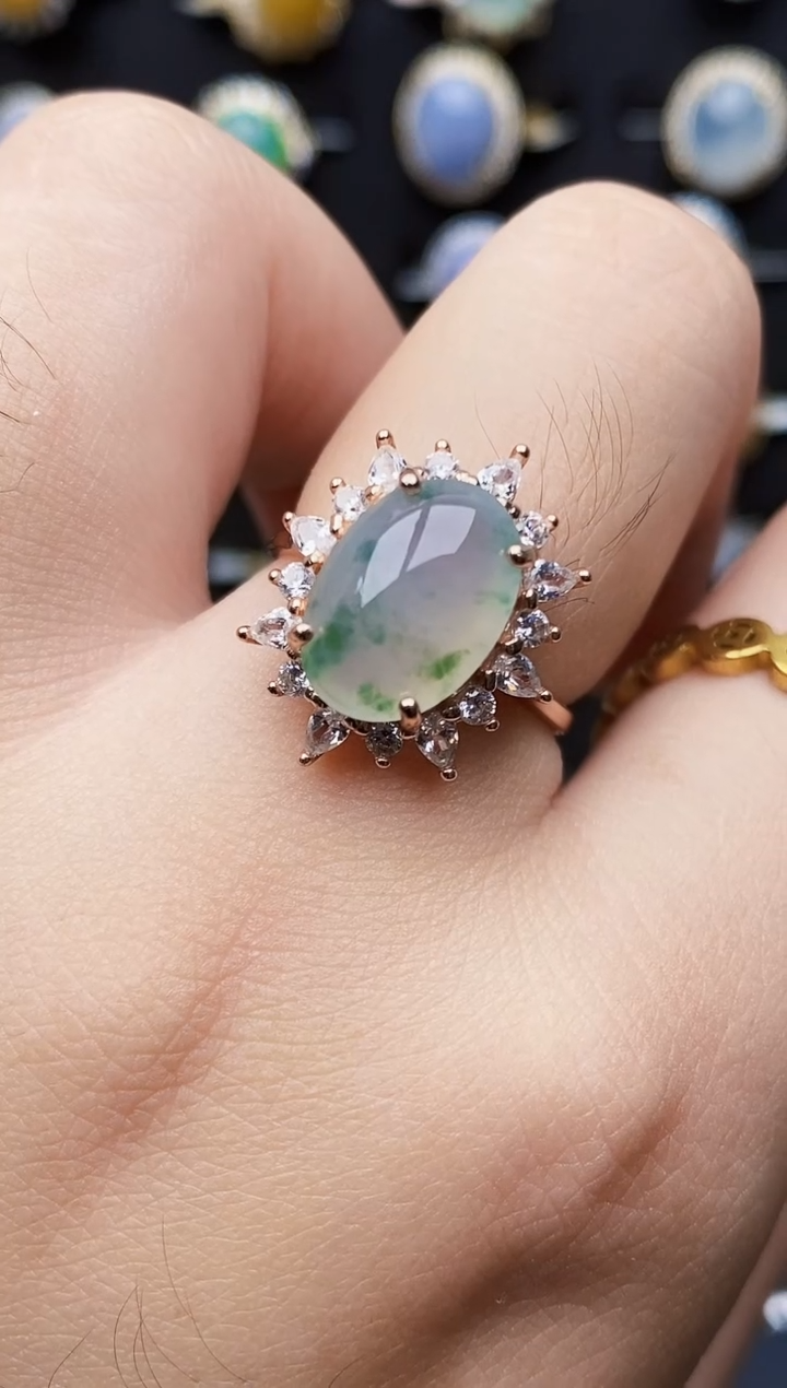 银S925镶嵌戒指翡翠0186