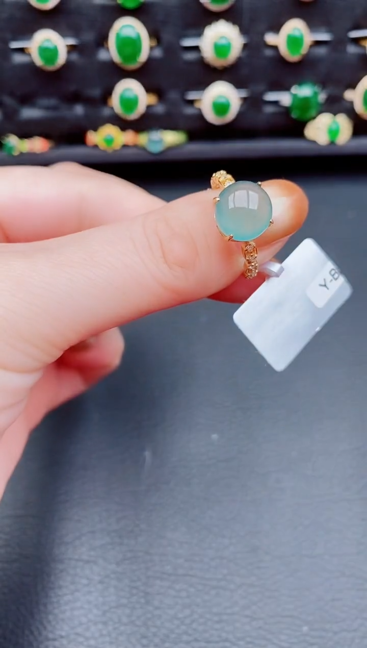 【闪购商品】翡翠戒指银S925镶嵌天然a货翡翠76