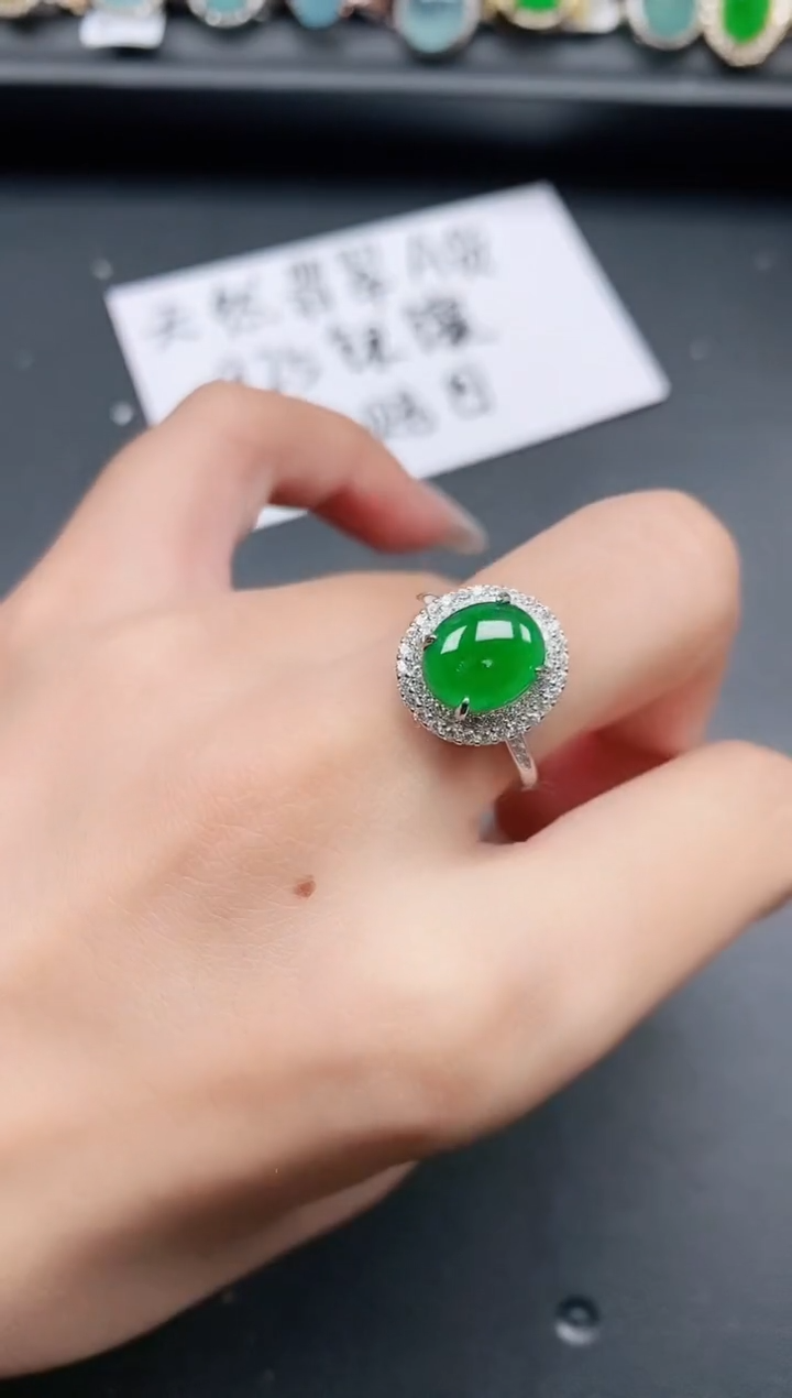 翡翠戒指银S925镶嵌11111