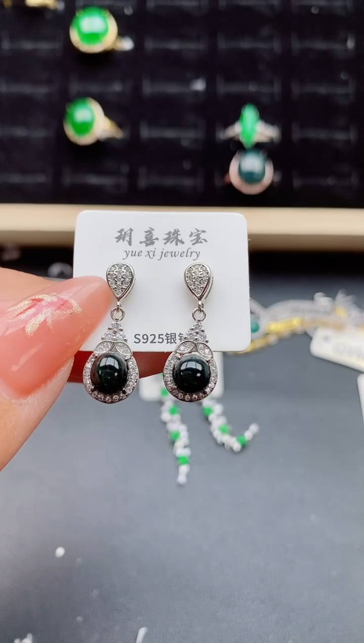 【闪购商品】翡翠耳饰银S925镶嵌321321