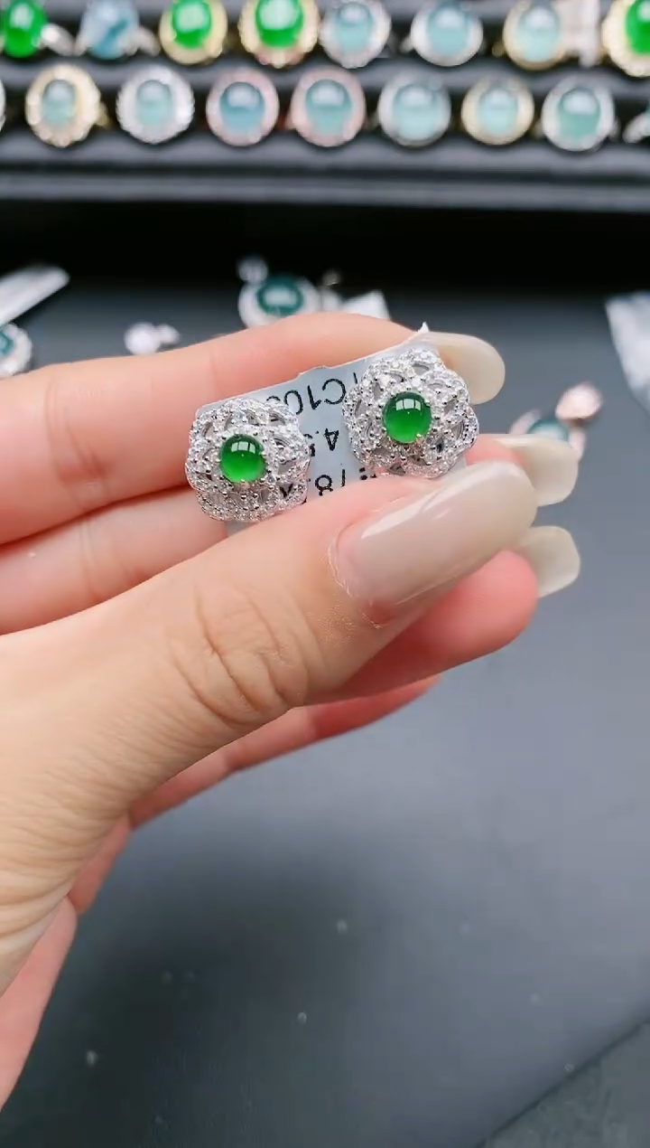 翡翠戒指银S925镶嵌111111