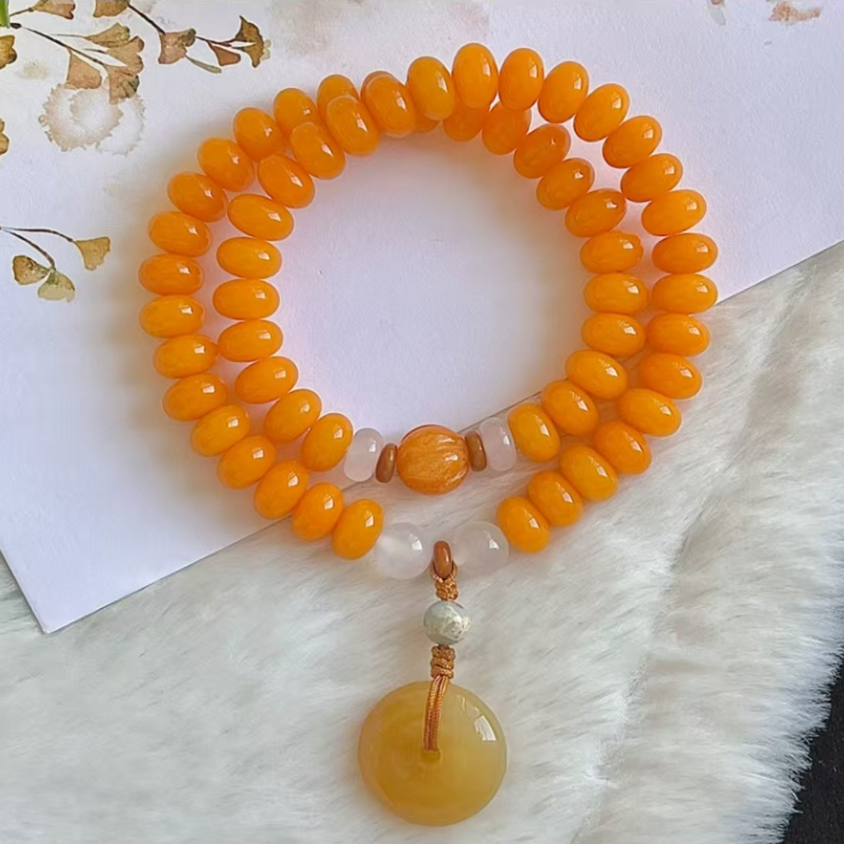 芒芒冰橙菩提子手串双圈男女盘玩手链手持算盘珠盘串 