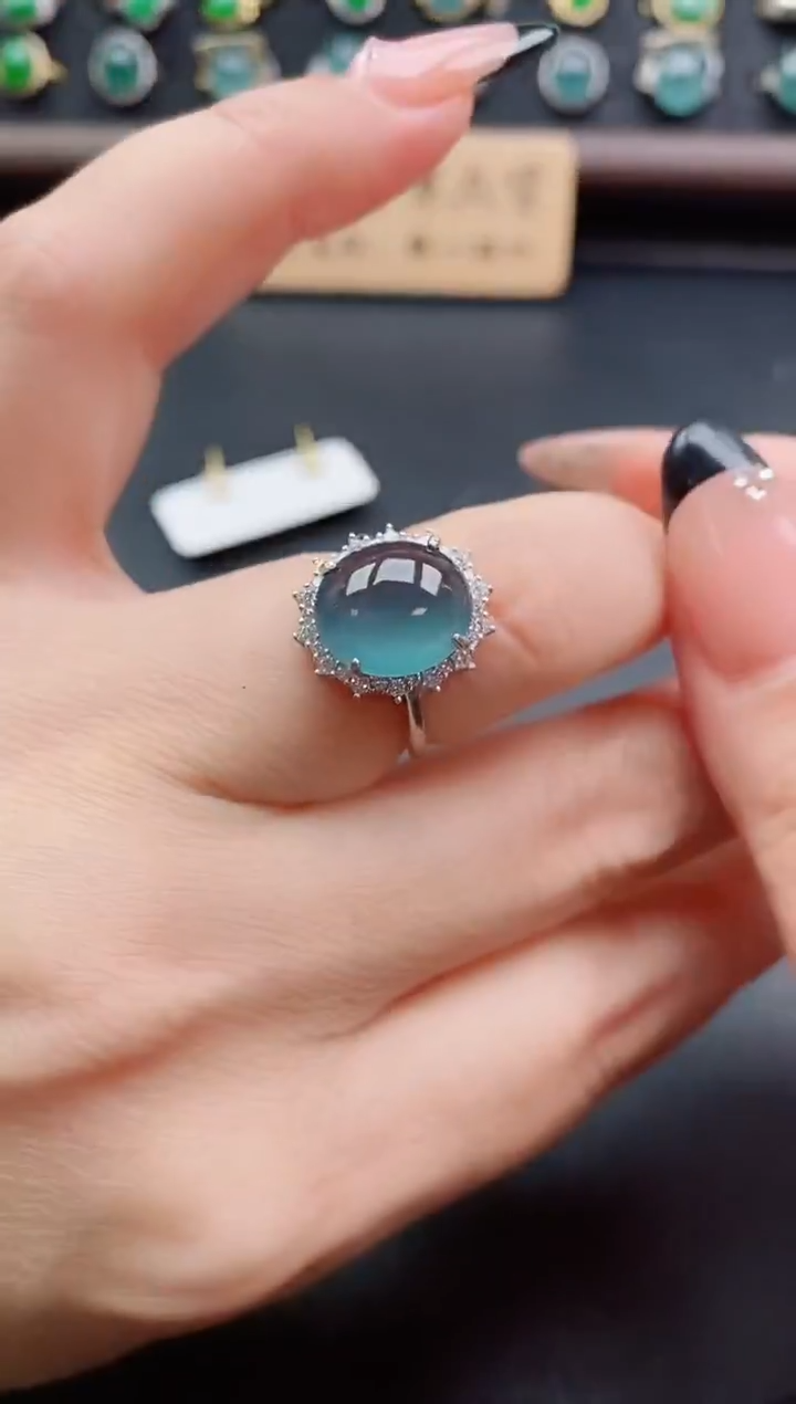银S925镶嵌戒指翡翠1