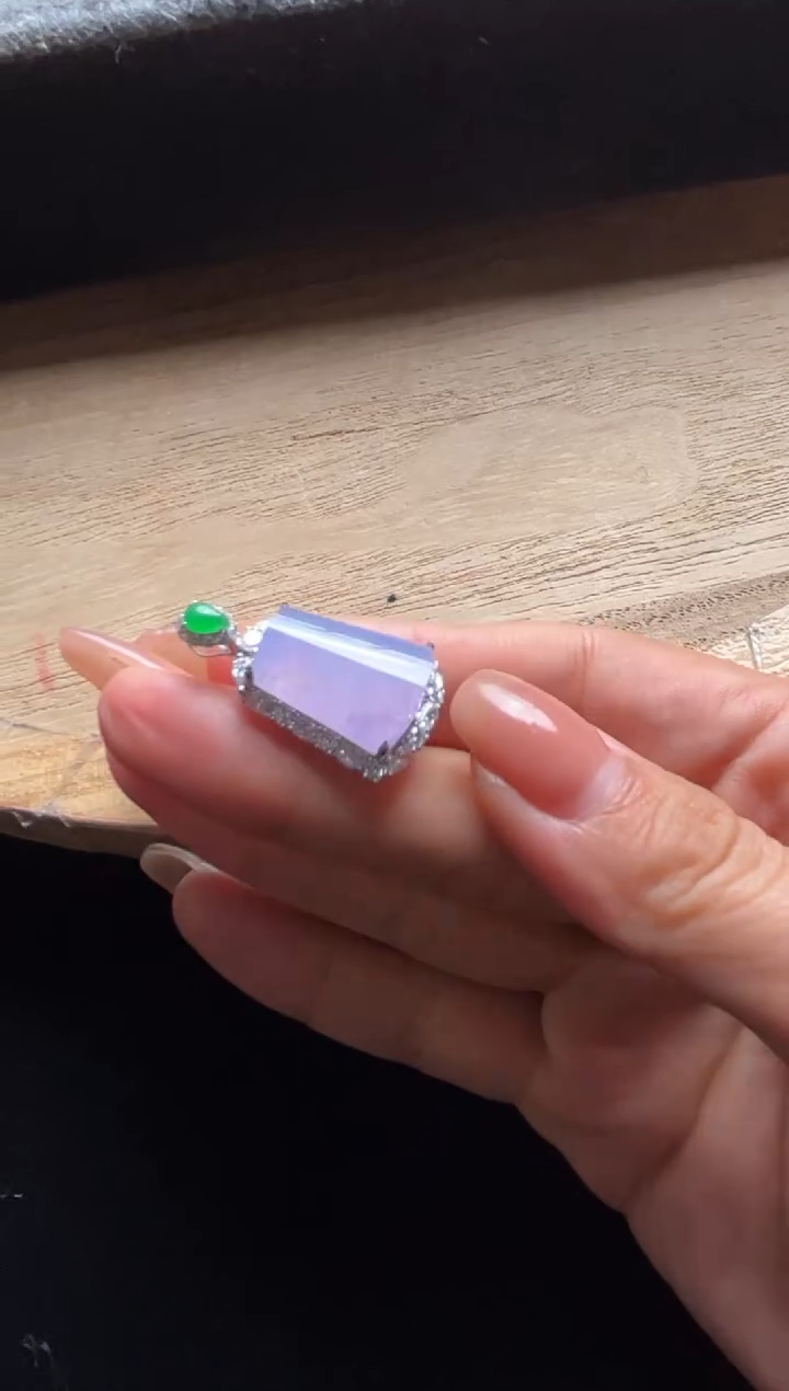 【闪购商品】定制翡翠18K金镶嵌紫无事牌28000-aq