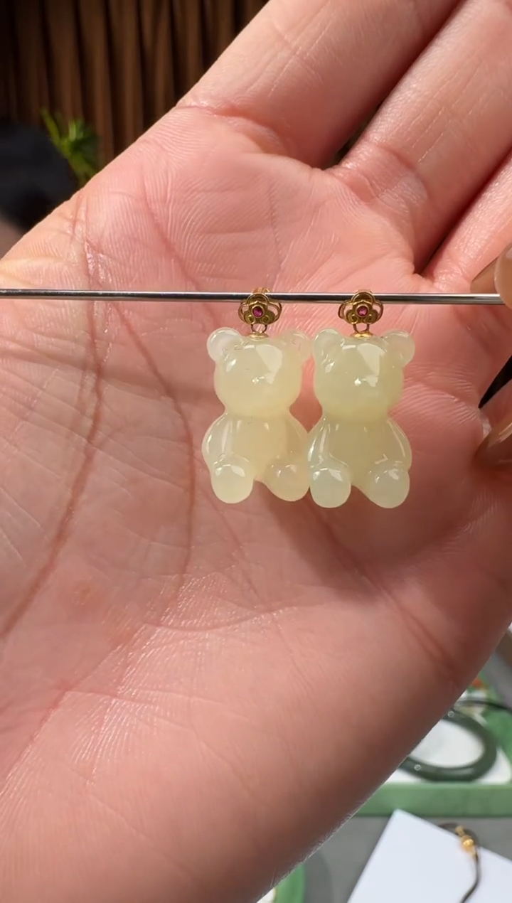 颈饰18K金镶嵌和田玉3小仙女12.22多样性拍一发一