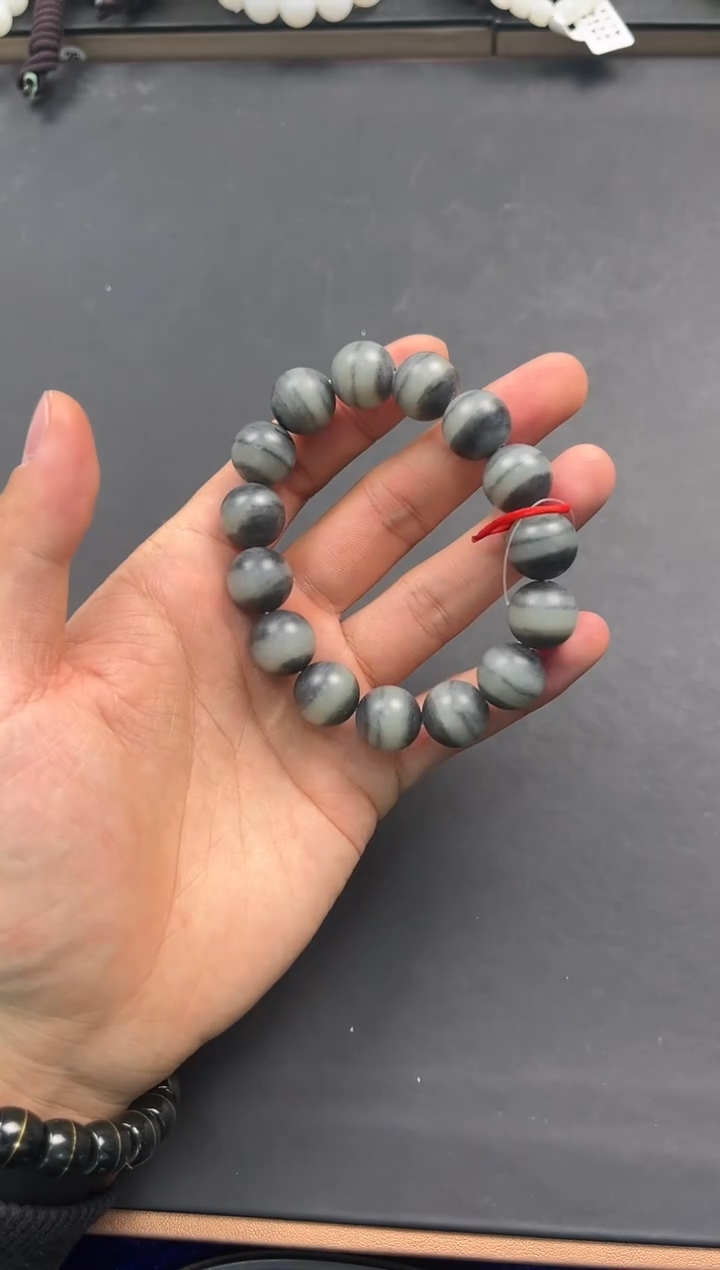 未镶嵌手串和田玉和田青花手串卡14微色差