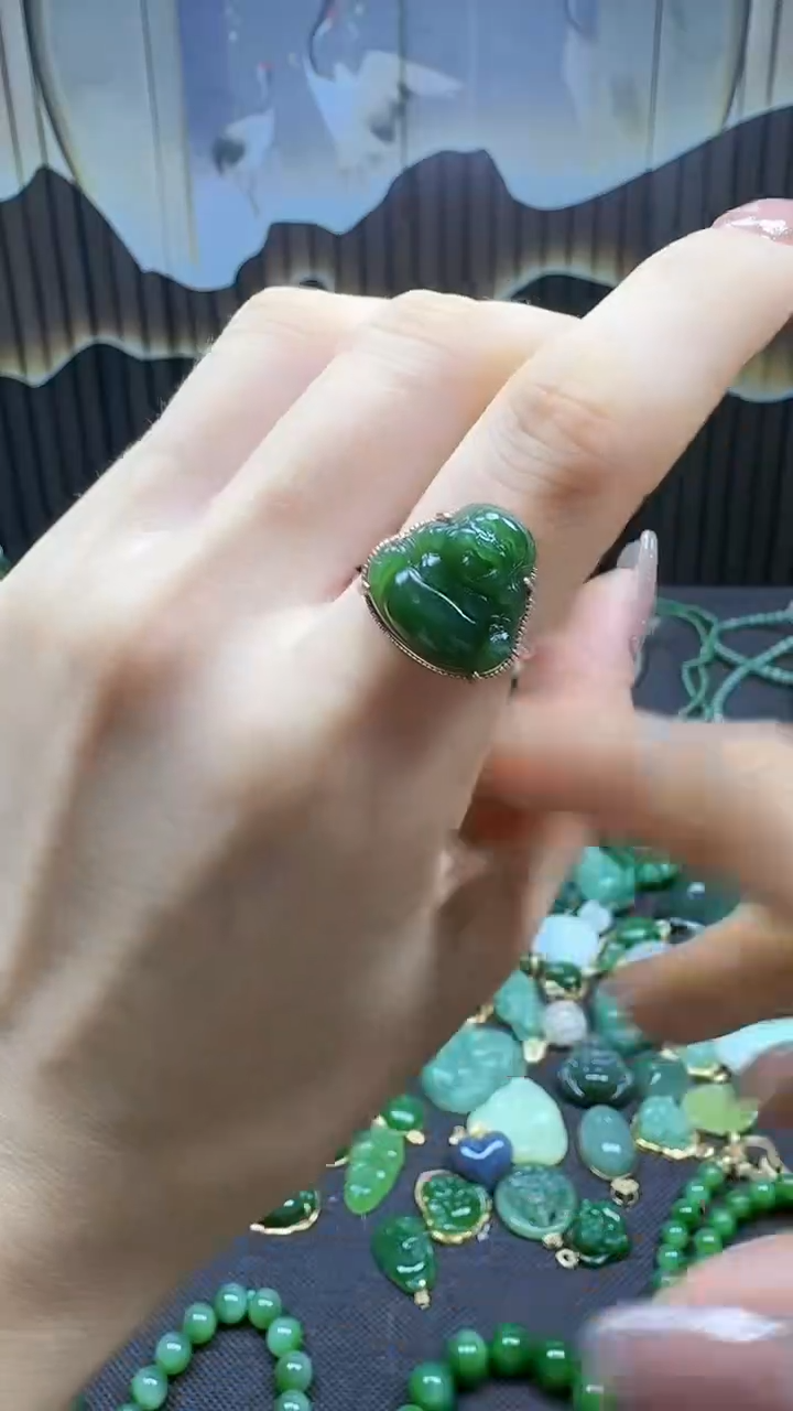 和田玉银S925镶嵌挂件1