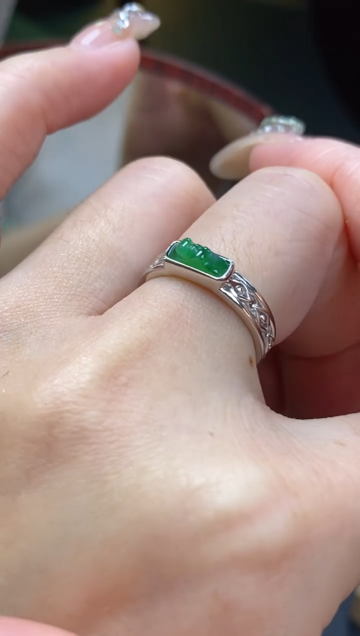 颈饰银S925镶嵌翡翠净货17689