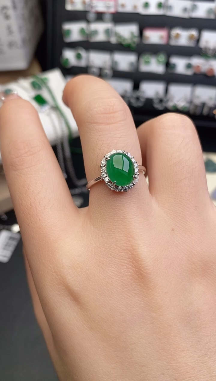 银S925镶嵌戒指翡翠0