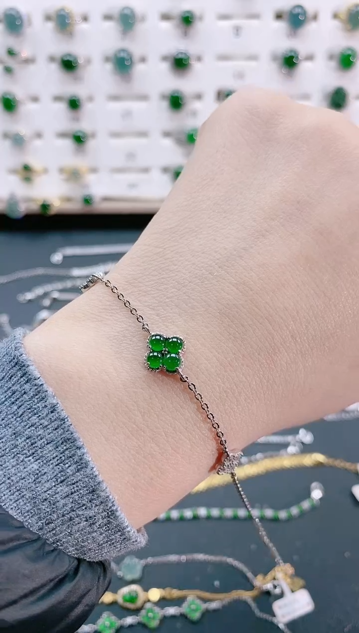 【闪购商品】翡翠手链银S925镶嵌天然翡翠