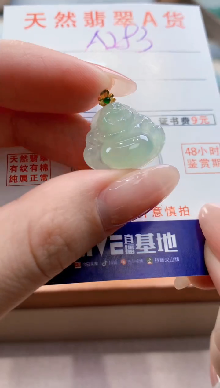 颈饰18K金镶嵌翡翠天然缅甸a货翡翠
